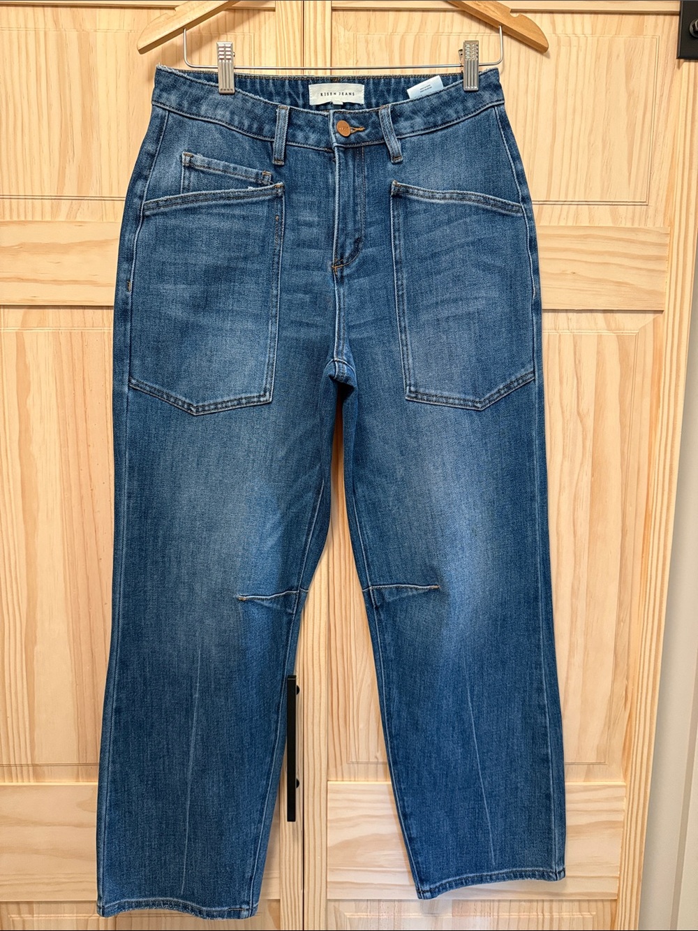 Risen Straight-Leg Jeans in Medium Blue Wash